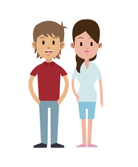 young couple smile standing casual vector illustration eps 10