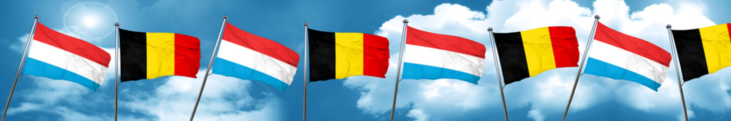 Fototapeta na wymiar Luxembourg flag with Belgium flag, 3D rendering