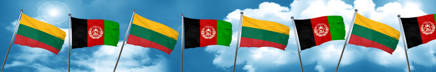 Lithuania flag with afghanistan flag, 3D rendering