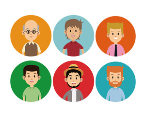 man faces different circle icons vector illustration eps 10