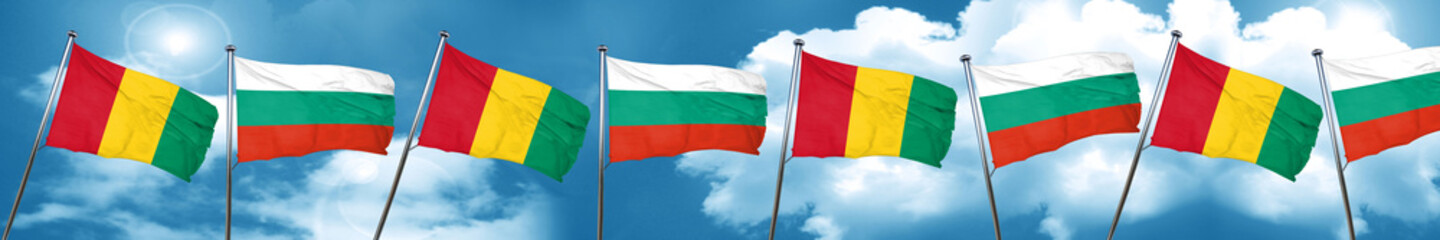 Guinea flag with Bulgaria flag, 3D rendering