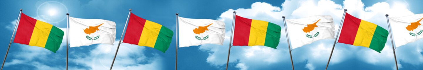 Guinea flag with Cyprus flag, 3D rendering