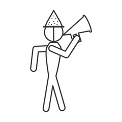 man with party megaphone icon, vector illustration