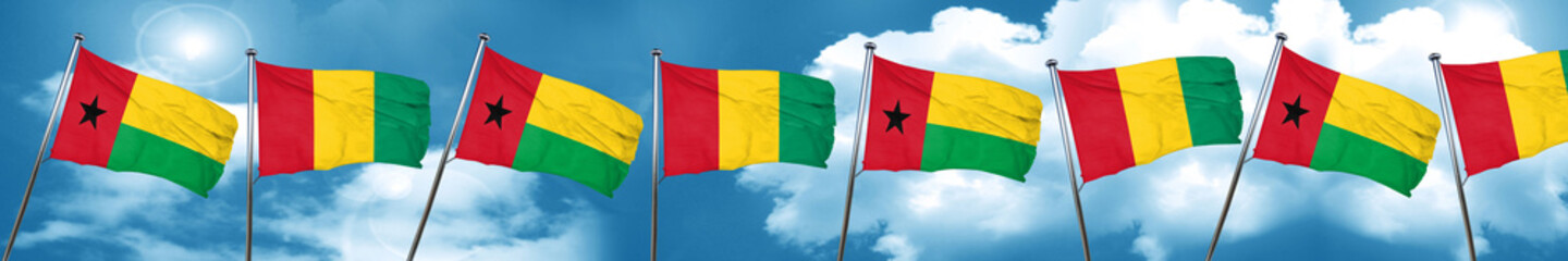 Guinea bissau flag with Guinea flag, 3D rendering