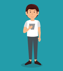man using smartphone icon vector illustration design