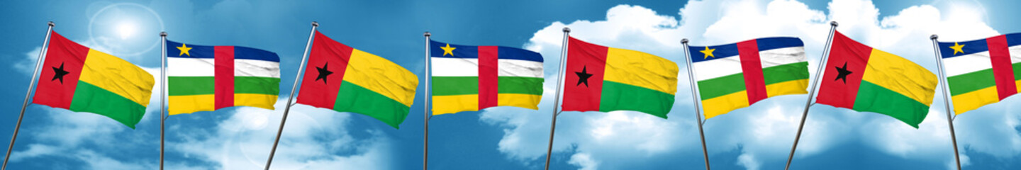 Fototapeta na wymiar Guinea bissau flag with Central African Republic flag, 3D render