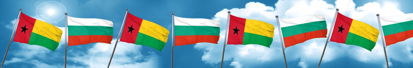 Guinea bissau flag with Bulgaria flag, 3D rendering