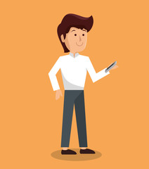 man using smartphone icon vector illustration design