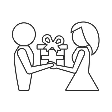 people giving a gift icon design, vector illustration image