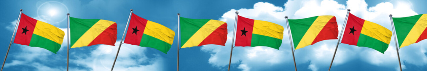 Guinea bissau flag with congo flag, 3D rendering