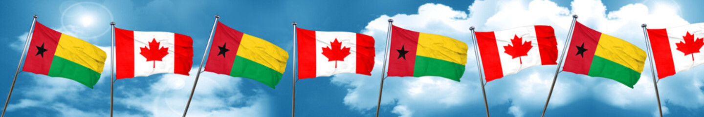 Guinea bissau flag with Canada flag, 3D rendering