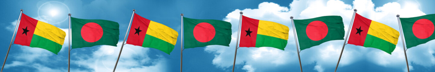 Guinea bissau flag with Bangladesh flag, 3D rendering