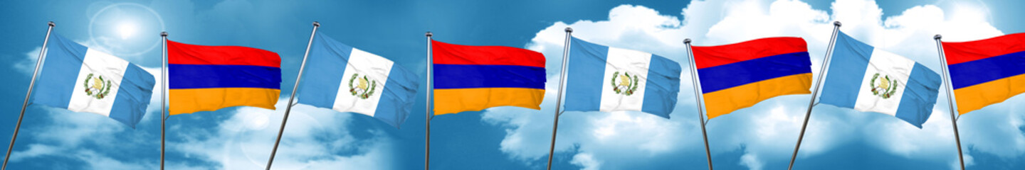 guatemala flag with Armenia flag, 3D rendering