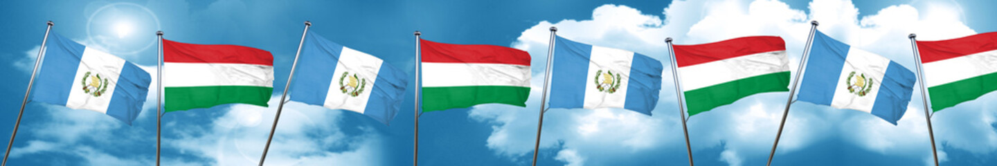 guatemala flag with Hungary flag, 3D rendering