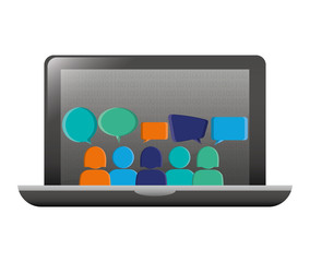 computer with bubbles inside icon, vector illustration image