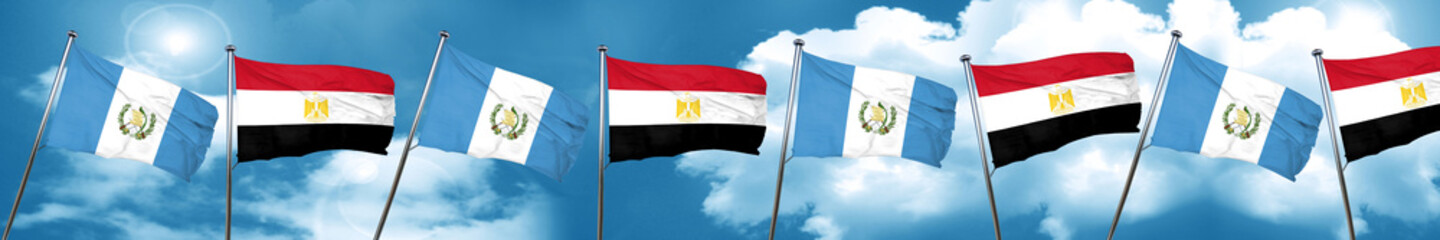 guatemala flag with egypt flag, 3D rendering