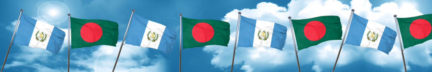 guatemala flag with Bangladesh flag, 3D rendering