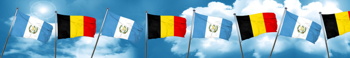 Naklejka na ściany i meble guatemala flag with Belgium flag, 3D rendering