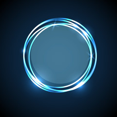 Abstract background with blue neon circles banner