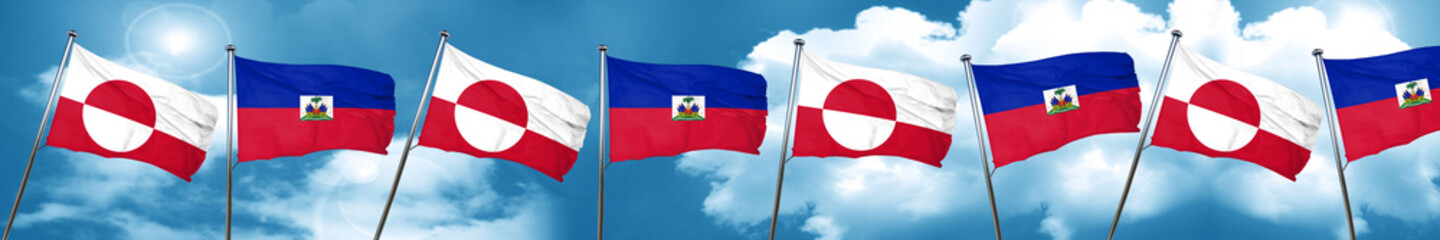 greenland flag with Haiti flag, 3D rendering