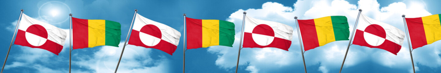 greenland flag with Guinea flag, 3D rendering