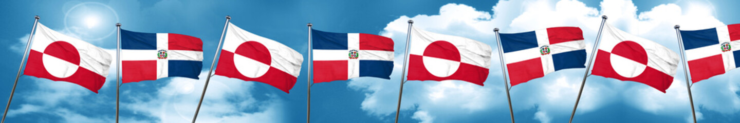 Fototapeta na wymiar greenland flag with Dominican Republic flag, 3D rendering