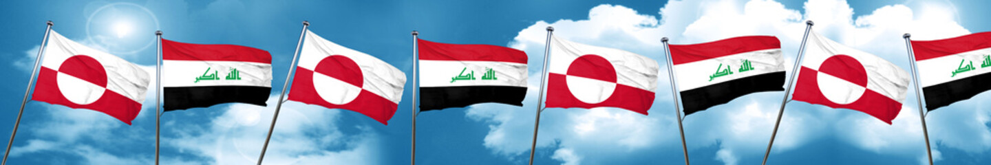 greenland flag with Iraq flag, 3D rendering