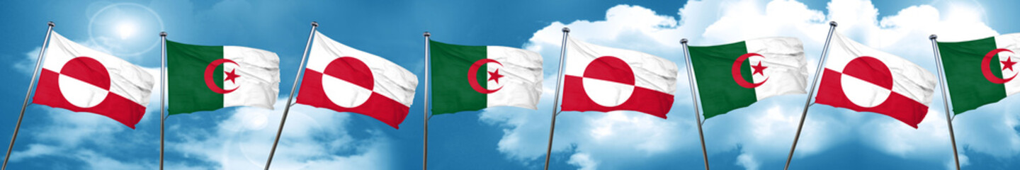 greenland flag with Algeria flag, 3D rendering