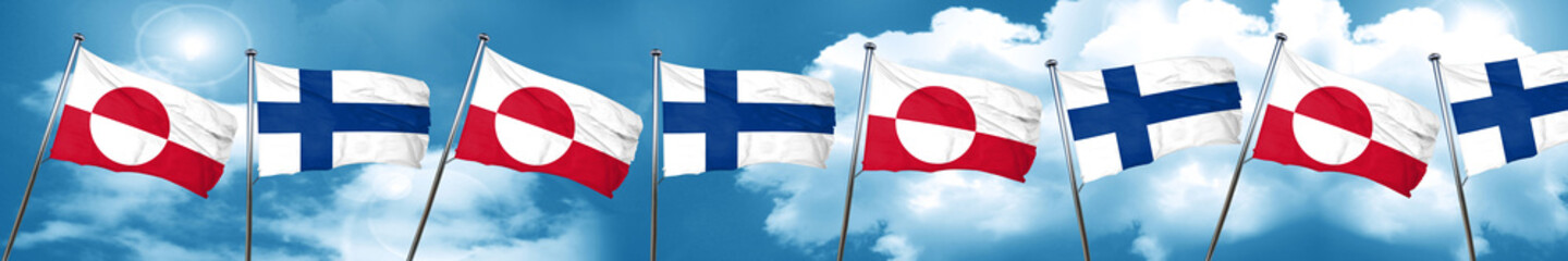 Fototapeta na wymiar greenland flag with Finland flag, 3D rendering