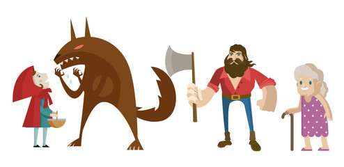 little red hood big bad wolf lumberjack and grandmother