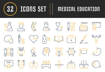 Set Vector Flat Line Icons Medical Education
