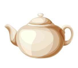 Vector porcelain teapot isolated on a white background.