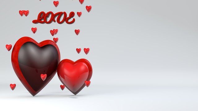 Happy Valentine's day love 3d with hearts
