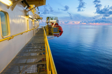 Sunrise view from offshore jackup drilling rig.