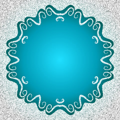 Stippled round arabesque frame  - vector illustration
