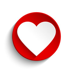 White heart on red button