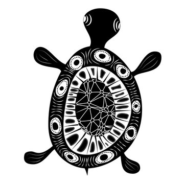 Petroglyphic Turtle - vector illustration