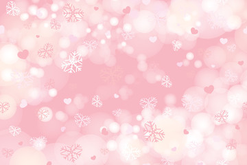 Vector of valentine snowflakes on pink background. - obrazy, fototapety, plakaty