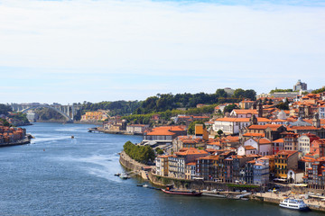 Obraz premium Panorama of the Douro river and Porto Skyline. Porto, Portugal