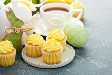 Lemon cupcakes with yellow frosting