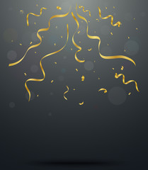 Gold confetti and streamers