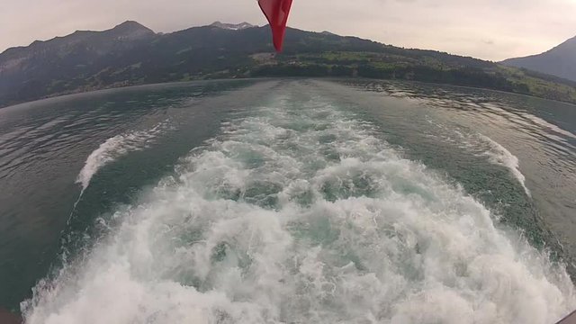 Ride on a ship on the lake thun in switzerland in the evening hours