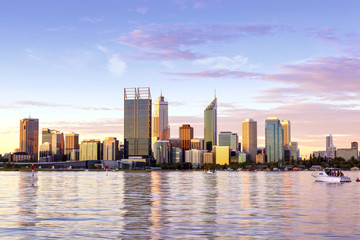 Fototapeta na wymiar Perth Western Australia skyline at Sunset