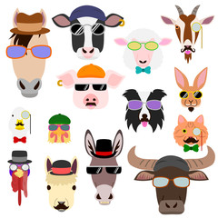 hip farm animal faces set