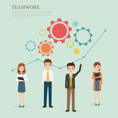 Business people teamwork at office infographic. character of man and woman.