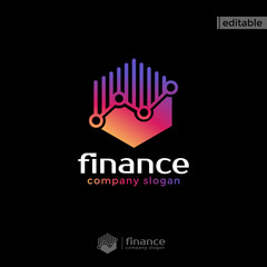 hexagon finance logo. modern eye catching logo