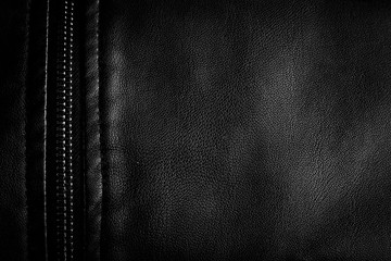 Black leather texture close up background.