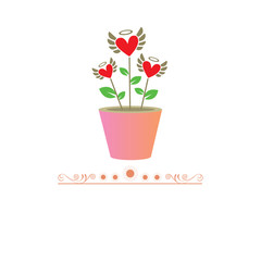 heart tree in pot vintage card