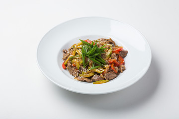 Asian noodles on a white background