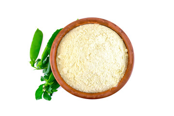 Flour chickpea or pea in bowl on top